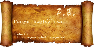 Purger Boglárka névjegykártya